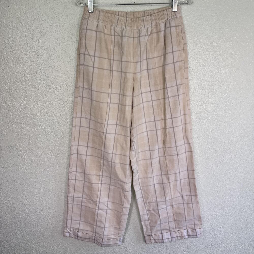 Aerie OFFLINE Pants Womens XS Plaid Corduroy Wide Leg Pull On Coastal Casual